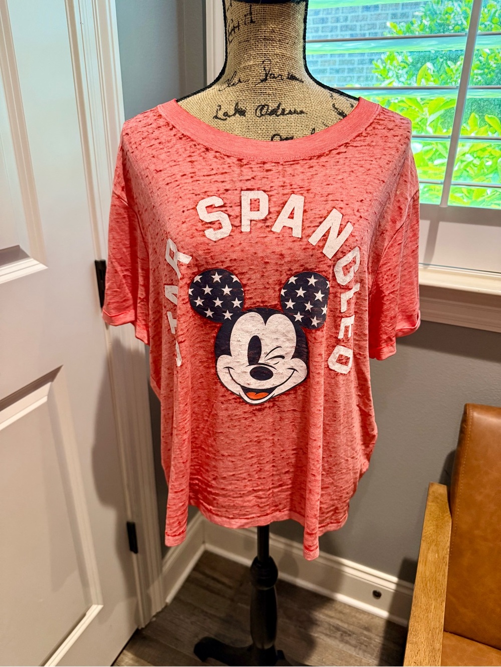 Disney Weathered/Thin Cotton Patriotic Mickey Graphic Tee - Picture 1 of 4